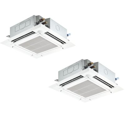 画像1: 鳥取・島根・岡山・広島・山口・業務用エアコン　三菱　寒冷地向けエアコン　てんかせ4方向　同時ツイン　ワイヤード　標準パネル　PLZX-HRP112EF　112形（4馬力）　三相200V　寒冷地向けインバーターズバ暖スリム