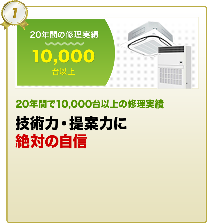 20年間で10,000台以上の修理実績 技術力・提案力に絶対の自信